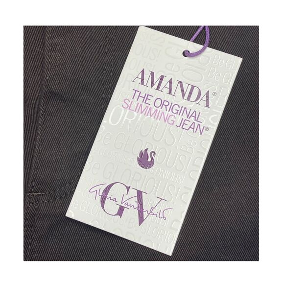 Gloria Vanderbilt Amanda Jeans Womens 12S Black Denim Slim Fit High-Rise Zip Fly - Picture 5 of 9